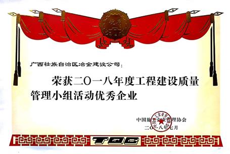 公司荣获天下工程建设优异质量治理小组运动多项声誉