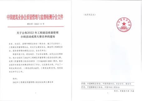 【喜讯】冶建公司4项QC效果获国家级奖